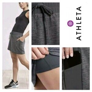 Athleta Excursion Hybrid Athletic Skort Skirt‎ Gray Womens Size L Tennis Golf